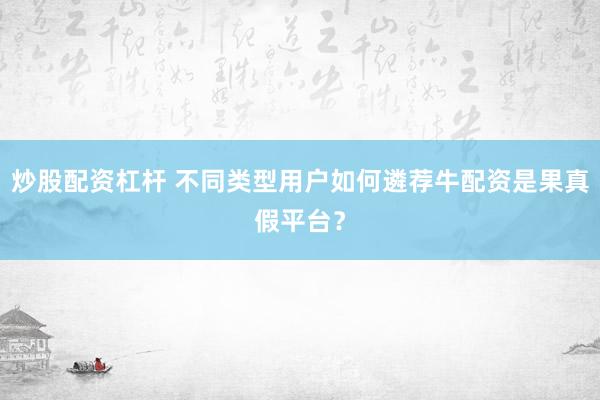 炒股配资杠杆 不同类型用户如何遴荐牛配资是果真假平台？